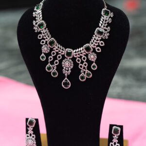 Fancy White & Green Necklace Set