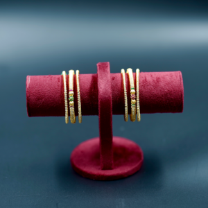 Gold Beaded Bangles Set of 6  | 2-6 / 2-4 Sizes