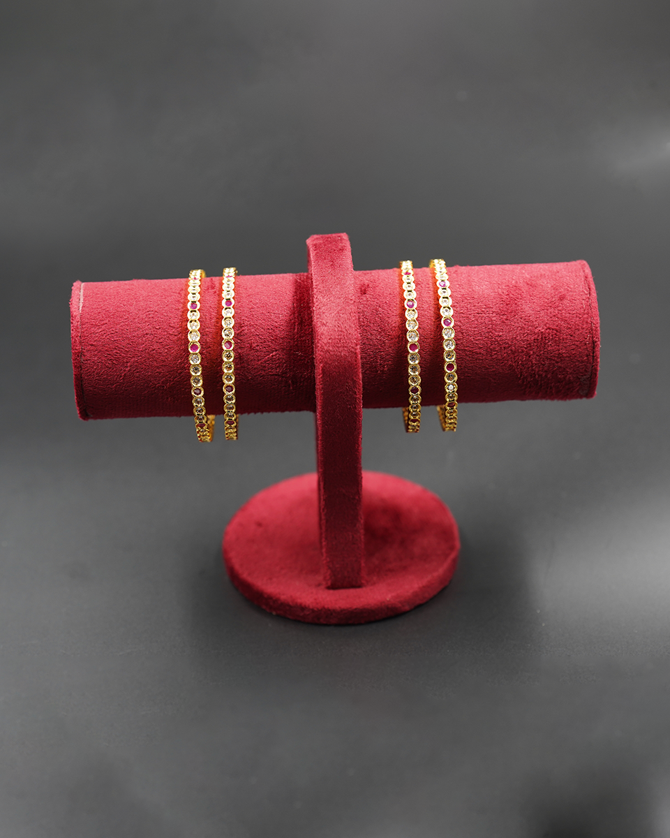 Classic Gold Bangle Set of 4 | 2-6 / 2-4 Sizes - Image 2