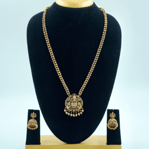 Traditional Lakshmi Gold Haram with Matching Earrings