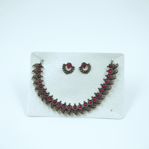 Red and Gold Necklace with Matching Earrings