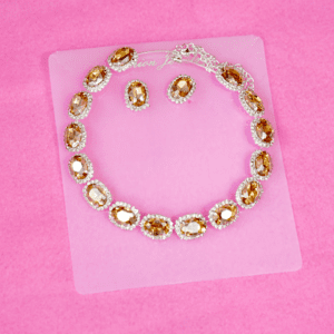 Golden Stone Choker with Matching Earrings