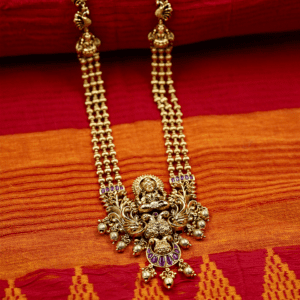 Lakshmi Haram with Red Stones and Matching Earrings