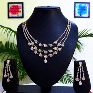 Triple-Layer Floral Diamond Necklace Set