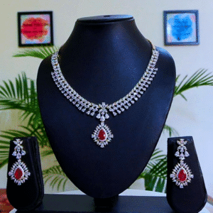 Ruby-Red Elegance Necklace Set