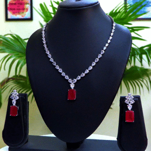 Elegant Ruby and Diamond Necklace Set