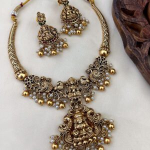 Antique Temple Lakshmi Gold Necklace Set