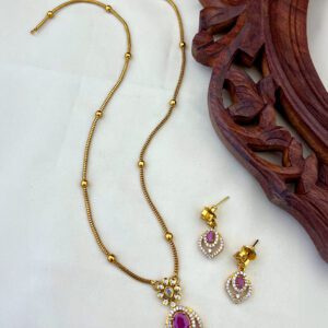 Ruby Teardrop Minimal Gold Necklace Set