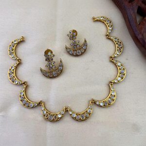 Moon Crest Crystal Gold Necklace Set